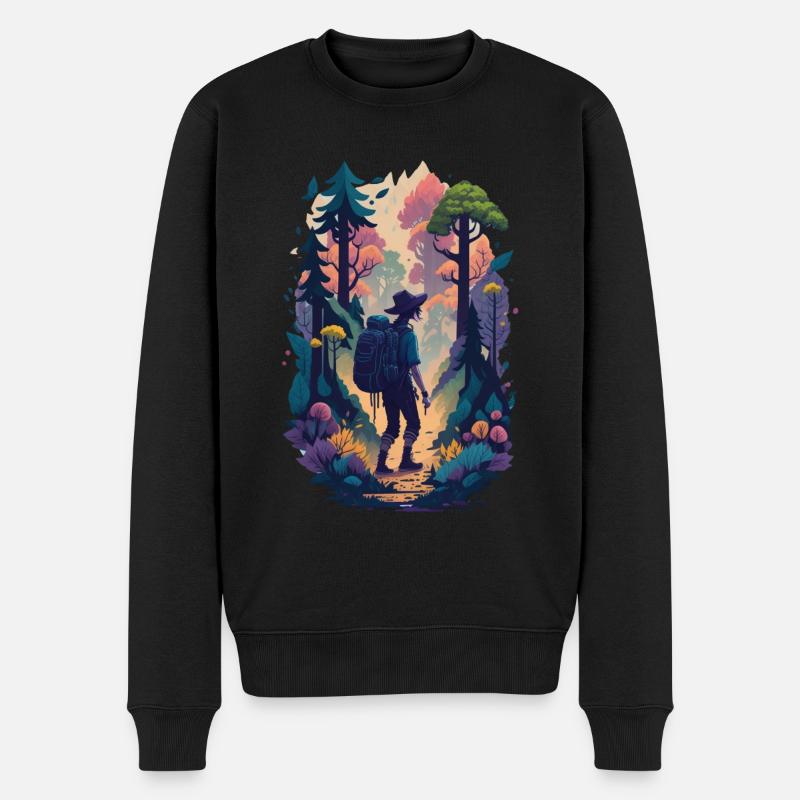 Urlaub Natur Wandern in den Bergen Freizeit Hobby - Männer Premium Bio Pullover - Schwarz