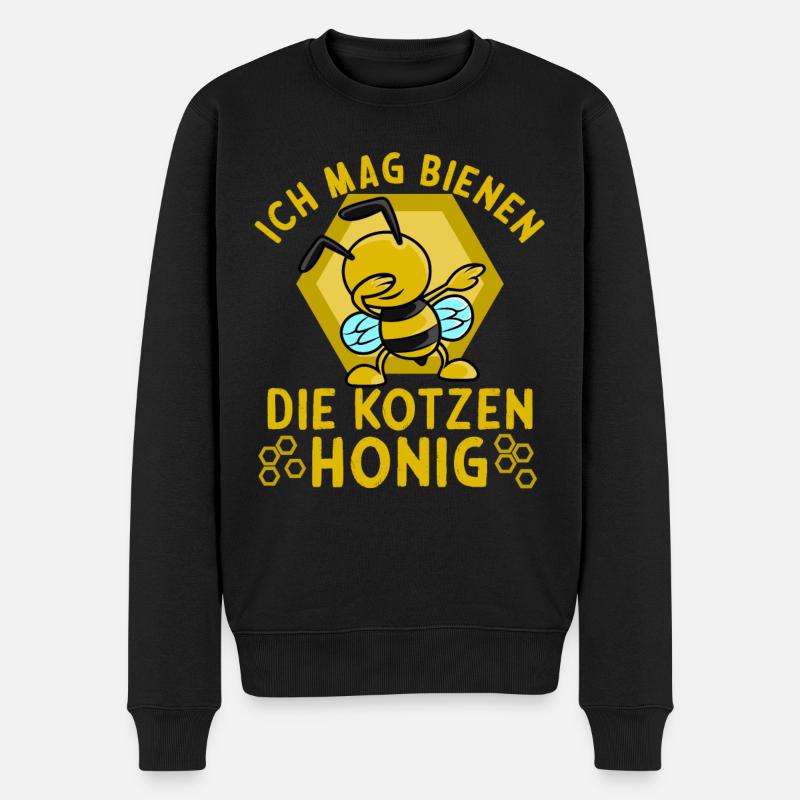 Biene Spruch Ich mag Bienen die kotzen Honig - Männer Premium Bio Pullover - Schwarz