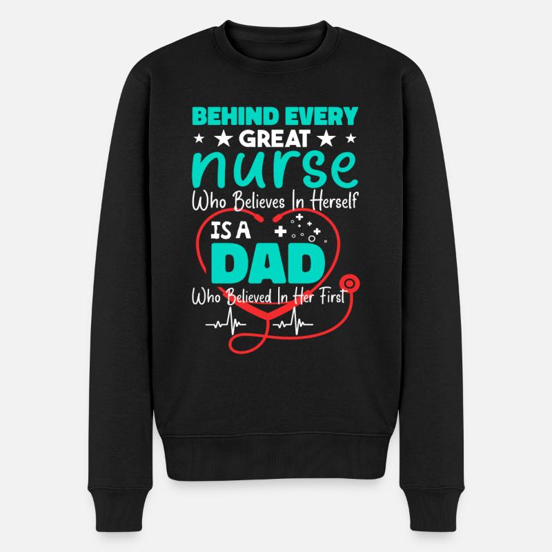 Derrière chaque grande infirmière - Papa - Pull Premium bio Homme - noir