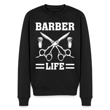 Barbier Life Coiffeur Coupe de cheveux - Pull Premium bio Homme - noir - Devant - Nico (187cm)