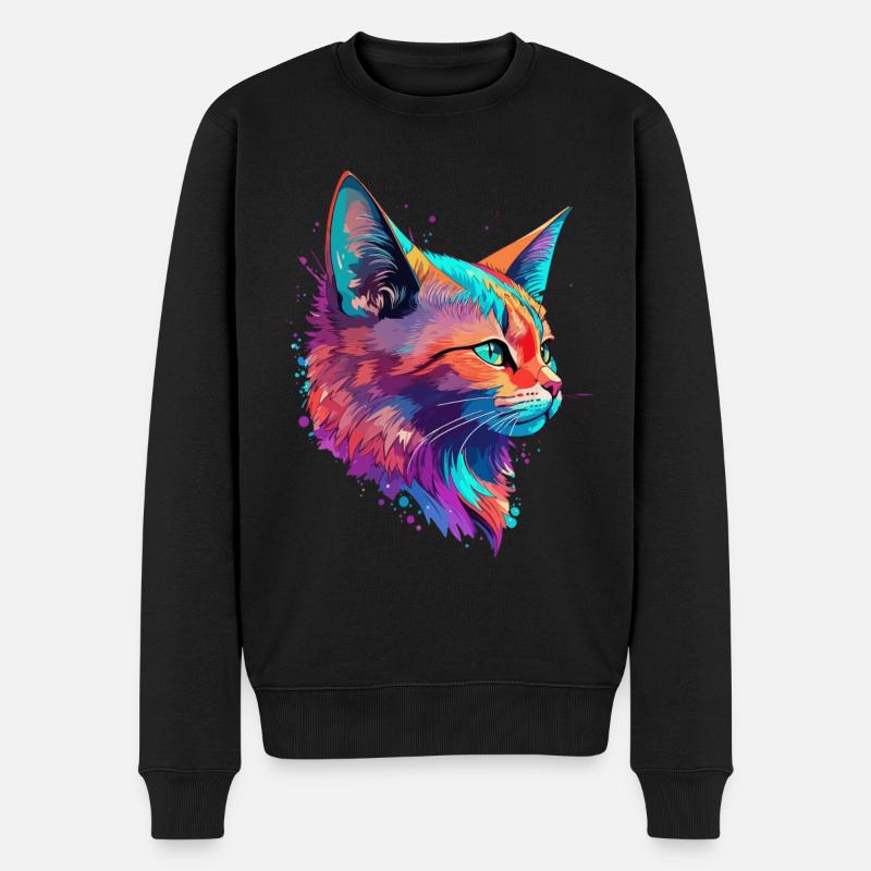 Katzen Haustier Kunst süße Katze niedlich Kätzchen - Männer Premium Bio Pullover - Schwarz