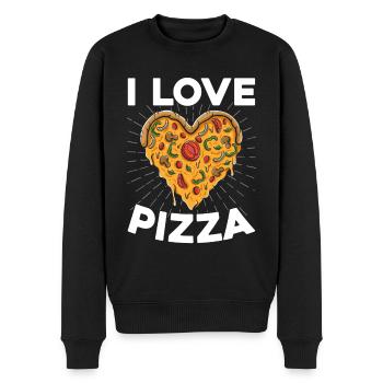 J’adore pizza pizza coeur pizza tranche de pizza - Pull Premium bio Homme - noir - Devant - Nico (187cm)