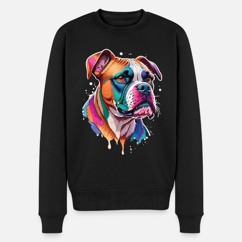 Hunde Boxer Hund lustige Haustier Liebe - Männer Premium Bio Pullover - Schwarz