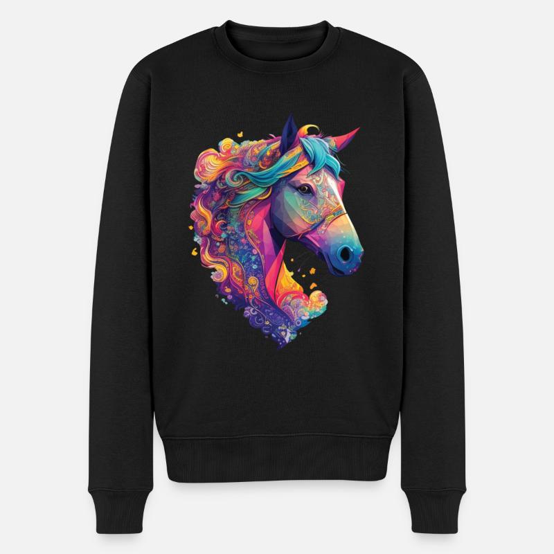 Pferd Pony Reiter Design Horse Pferde Dressur - Männer Premium Bio Pullover - Schwarz