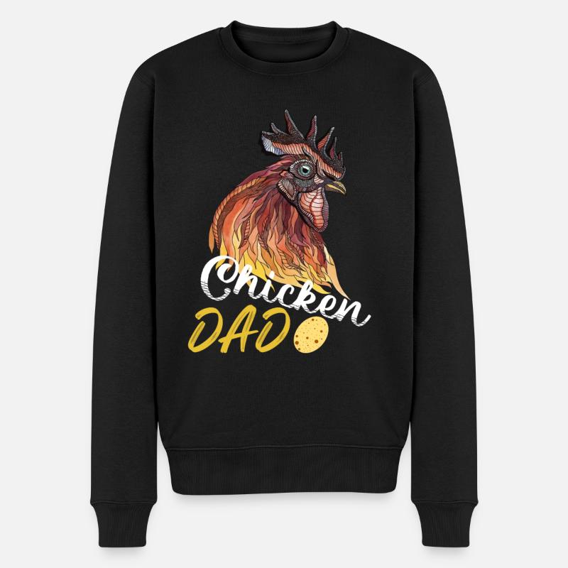 chicken dad lustiger Hühner Slogan Hahn Huhn Papa - Männer Premium Bio Pullover - Schwarz