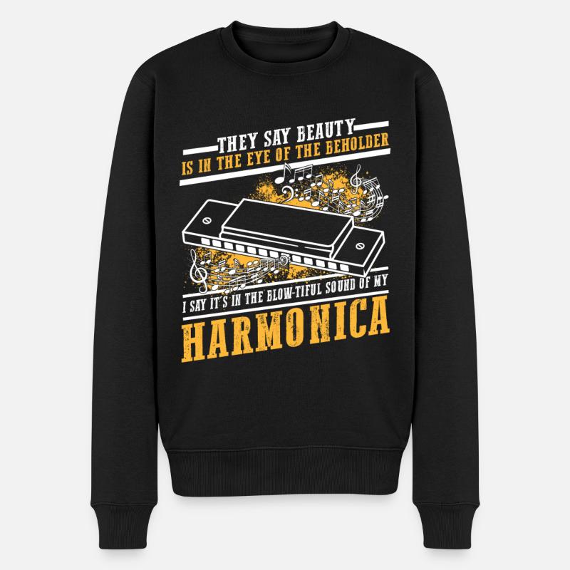 Mundharmonika Instrument und Mundharmonika - Männer Premium Bio Pullover - Schwarz