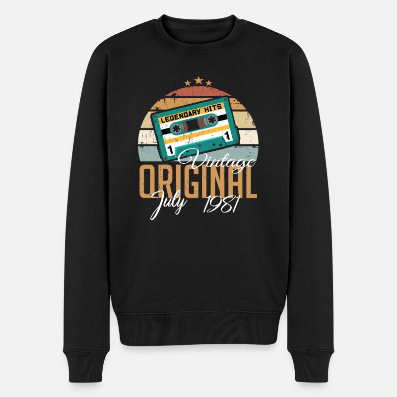 Juli 1981 Jahrgang Vintage Geburtstag Juli 1981 - Männer Premium Bio Pullover - Schwarz