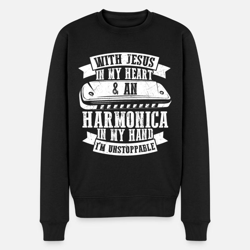 Harmonikaspieler für Munharmonika Spieler - Männer Premium Bio Pullover - Schwarz