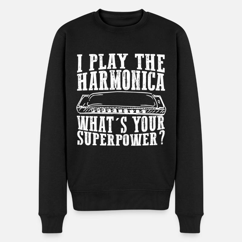 Mundharmonika Instrument und Mundharmonika - Männer Premium Bio Pullover - Schwarz