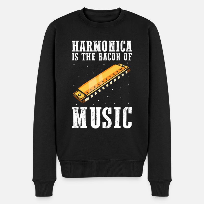 Französische Harfinisten und Harmonikaspieler - Männer Premium Bio Pullover - Schwarz