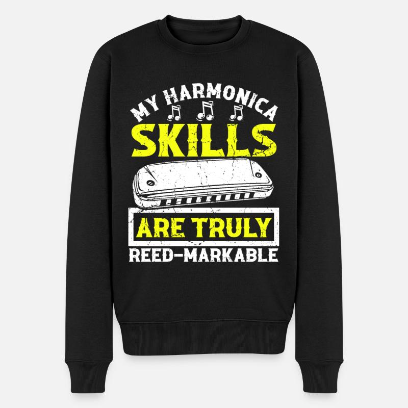 Harmonikaspieler für Munharmonika Spieler - Männer Premium Bio Pullover - Schwarz