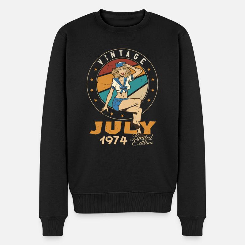 Juli 1974 Juli Geburtstagsgeschenk Juli 1974 - Männer Premium Bio Pullover - Schwarz