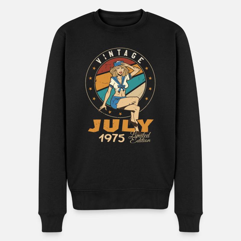 Juli 1975 Juli Geburtstagsgeschenk Juli 1975 - Männer Premium Bio Pullover - Schwarz