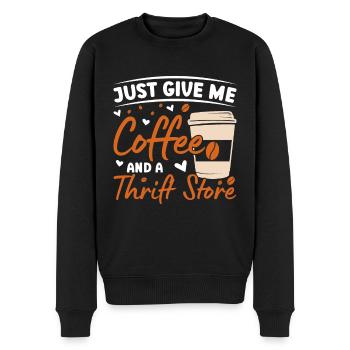 Coffee & Thrift Store Sustainability - Men's Premium Organic Jumper - black - Front - Nico (187cm)