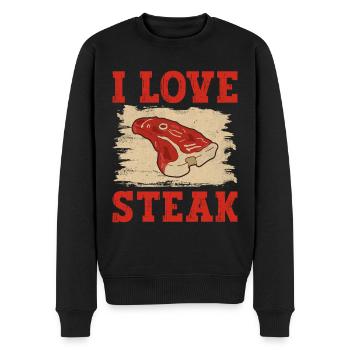 Ich liebe Steak Grillsaison BBQ Grillmeister - Männer Premium Bio Pullover - Schwarz - Vorne - Nico (187cm)