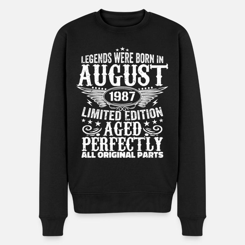 August 1987 Jubiläum 1987 Legenden August - Männer Premium Bio Pullover - Schwarz