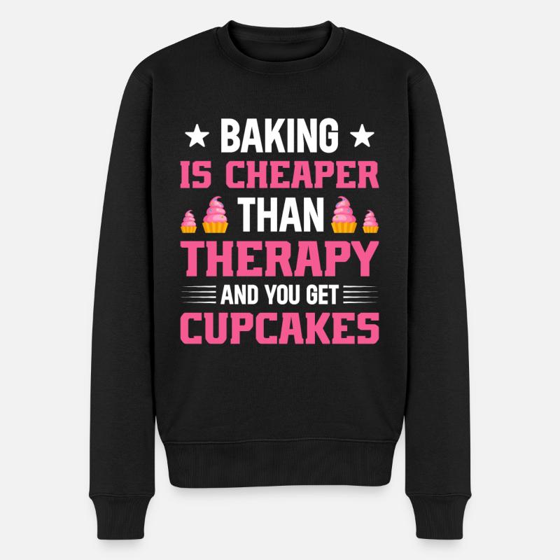 Backen ist günstiger als eine Therapie Shirt - Männer Premium Bio Pullover - Schwarz