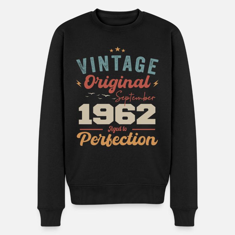 September 1962 Jubiläum 1962 September Geschenk - Männer Premium Bio Pullover - Schwarz
