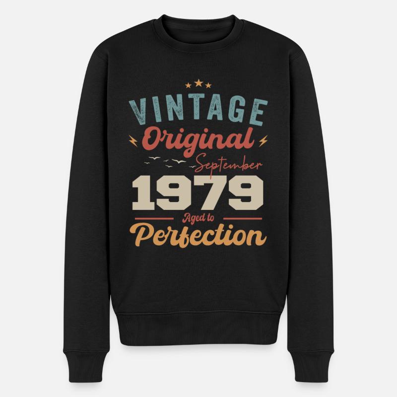 September 1979 Jubiläum 1979 September Geschenk - Männer Premium Bio Pullover - Schwarz