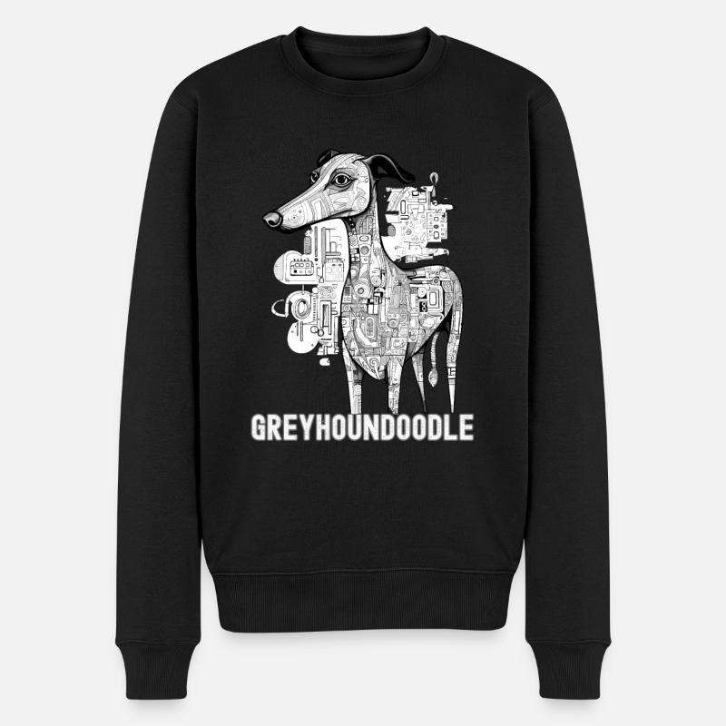 Greyhoundoodle Ein Windhund aus Kritzeleien - Männer Premium Bio Pullover - Schwarz