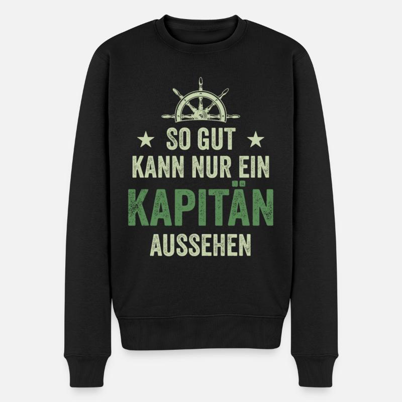 So gut kann nur ein Kapitän aussehen - Männer Premium Bio Pullover - Schwarz