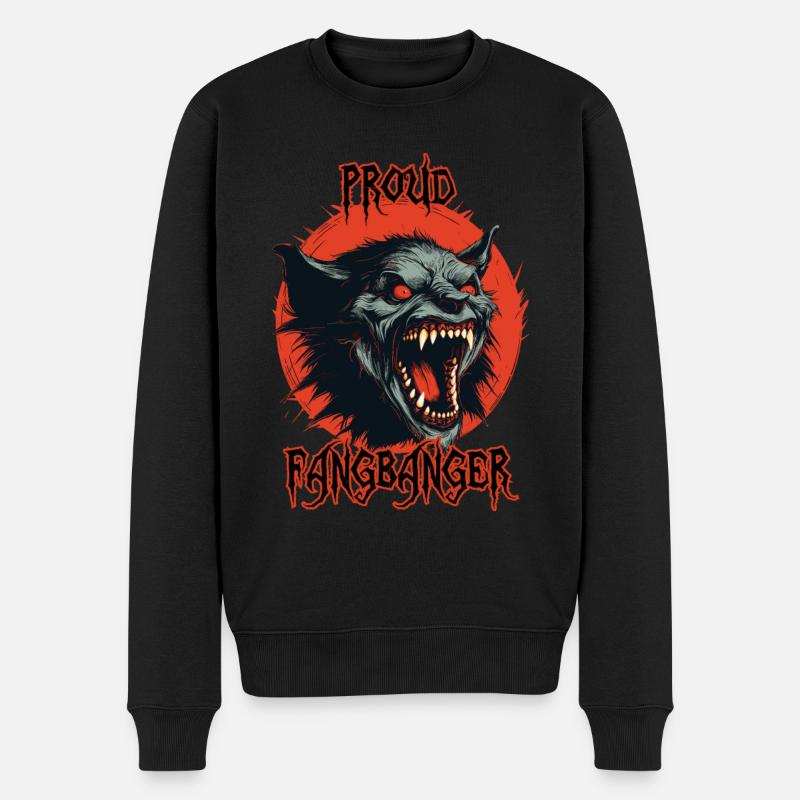 DEmon Kopf, stolzer Fangbanger - Männer Premium Bio Pullover - Schwarz