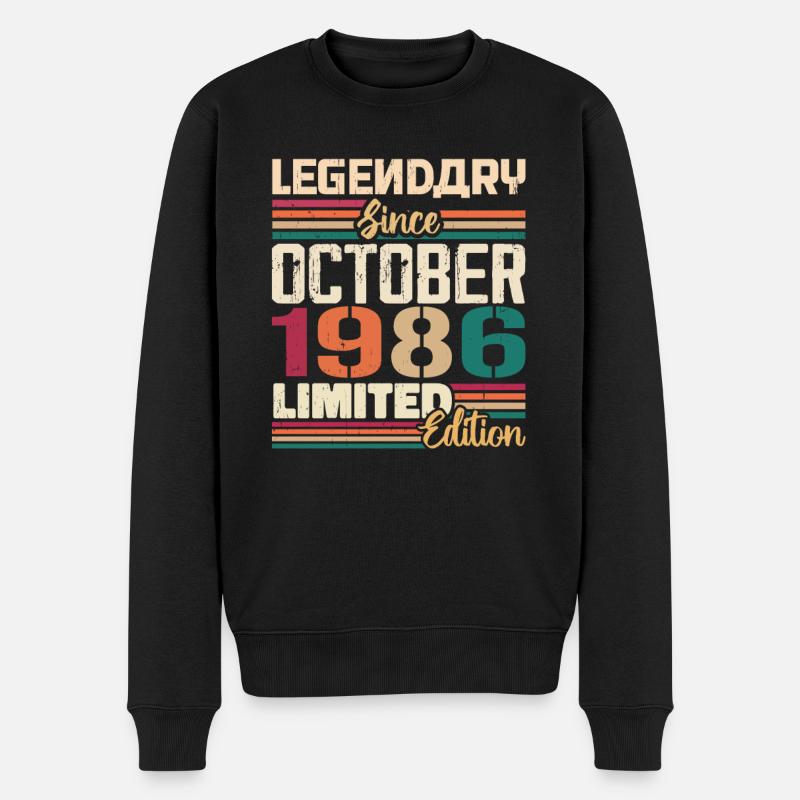 Oktober 1986 Vintage - Geburtstagsgeschenk 1986 - Männer Premium Bio Pullover - Schwarz