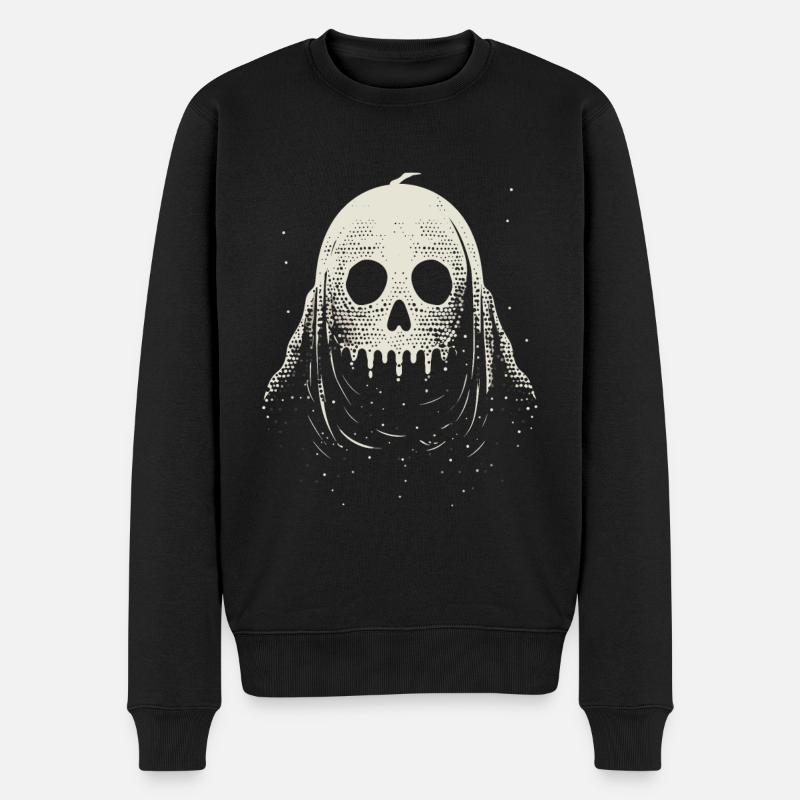 Geisterkopf mit Kürbisgesicht - Männer Premium Bio Pullover - Schwarz