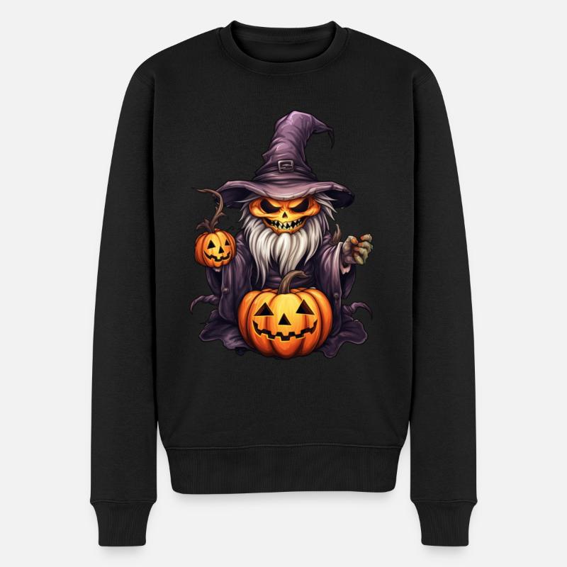 Kürbis Skelett Hexe - Männer Premium Bio Pullover - Schwarz