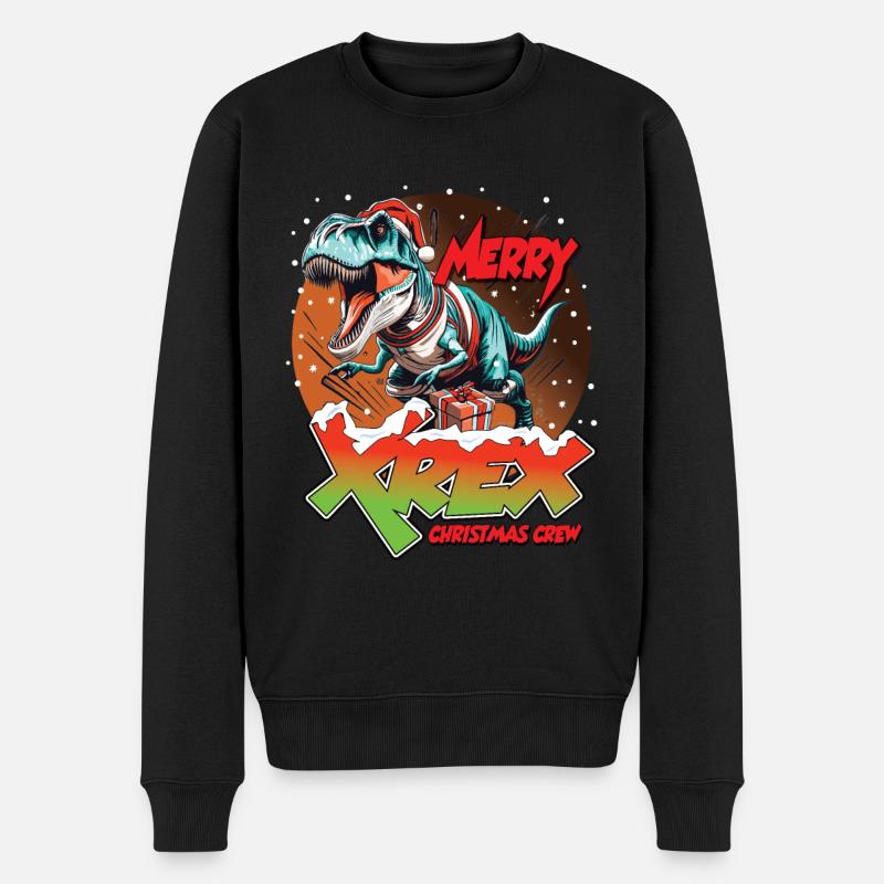 Weihnachten T-REX Merry XREX Geschenk Crew - Männer Premium Bio Pullover - Schwarz