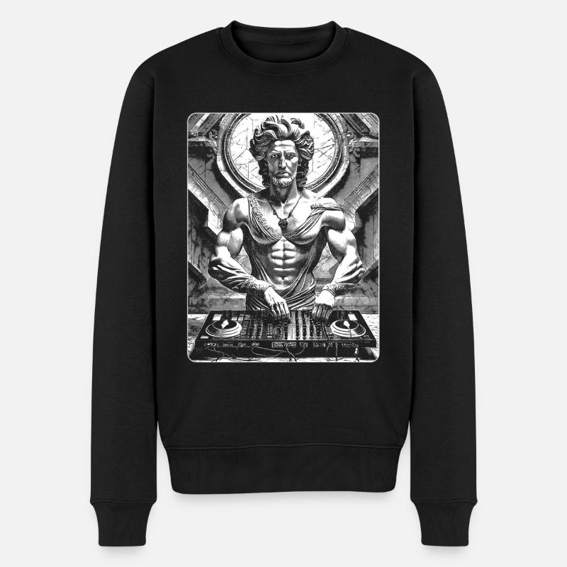 Junger, muskulöser Zeus am Mischpult: Event-Outfit - Männer Premium Bio Pullover - Schwarz