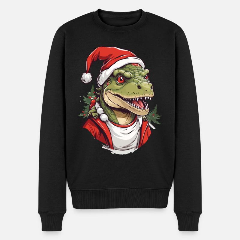 Lustiger Weihnachten Dinosaurier Weihnachtsmann - Männer Premium Bio Pullover - Schwarz