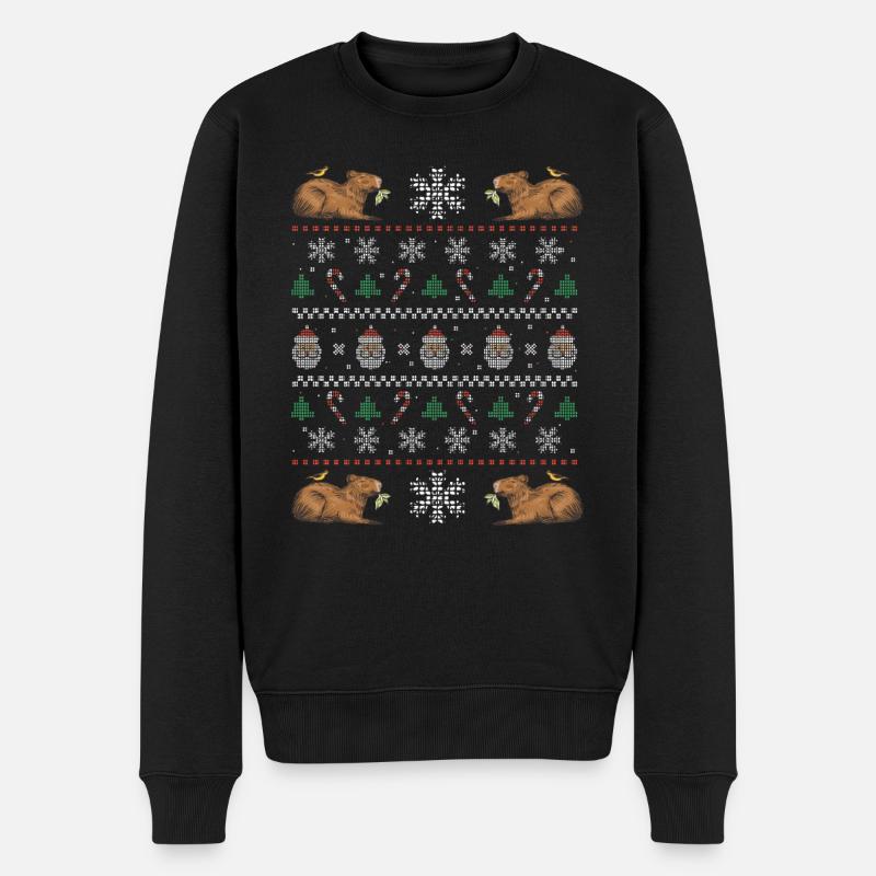 Noël Capybara Hiver Capybara Neige - Pull Premium bio Homme - noir