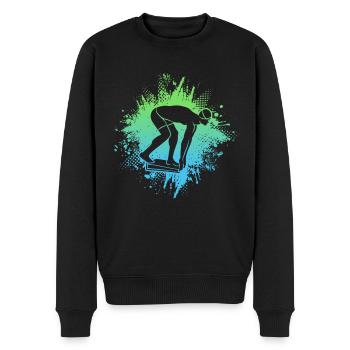 Schwimmen Schwimmer Herren Kinder Schwimm Jungen - Männer Premium Bio Pullover - Schwarz - Vorne - Nico (187cm)