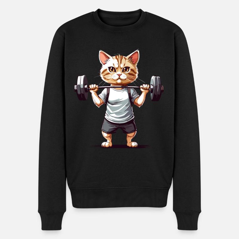 Conception d’humour de gymnase de chat musclé - Pull Premium bio Homme - noir