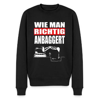 Lustige Sprüche Männer. WIE MAN ANBAGGERT. Flirten - Männer Premium Bio Pullover - Schwarz - Vorne - Nico (187cm)