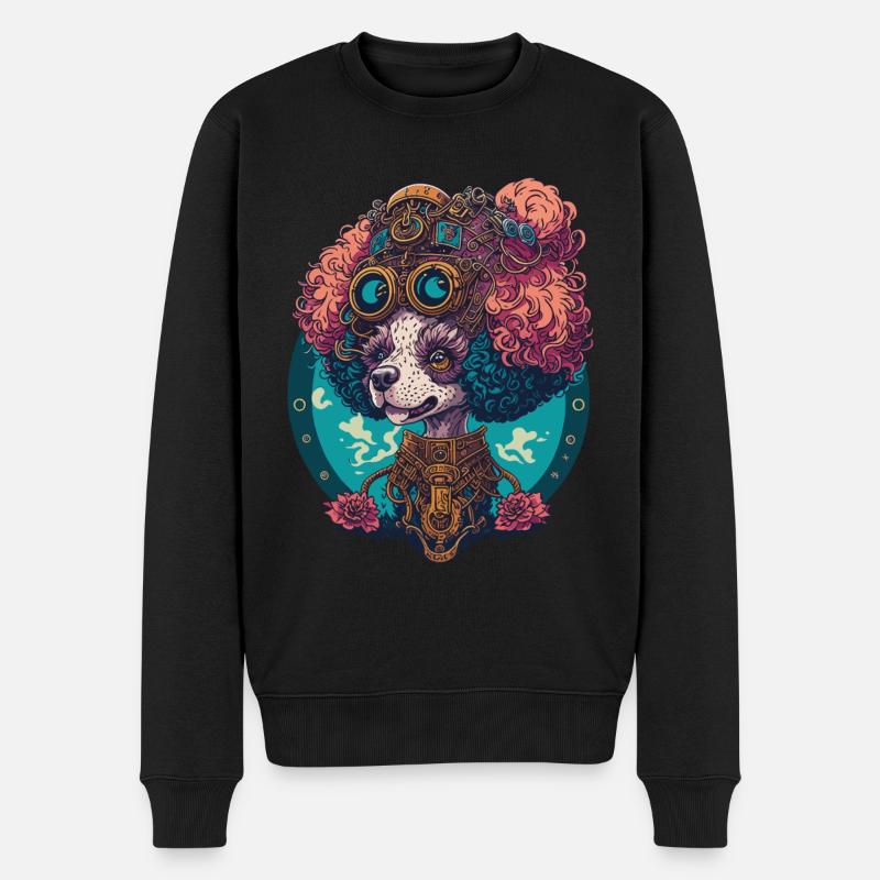 Steampunk caniche esthétique chien Design - Pull Premium bio Homme - noir