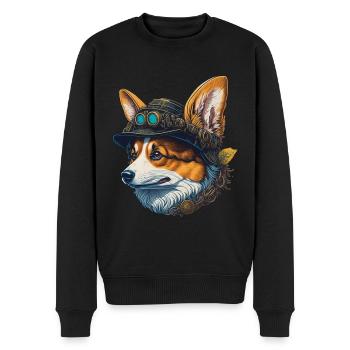 Victorian Steampunk Corgi Dog Design - Men's Premium Organic Jumper - black - Front - Nico (187cm)