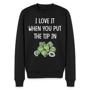 Trinkgeld Tip Kellner Service Kaffeekasse - Männer Premium Bio Pullover - Schwarz - Vorne - Nico (187cm)