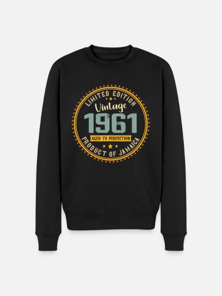 Vintage 1961 verjaardagscadeau 1961 - Mannen Premium Bio sweater - zwart
