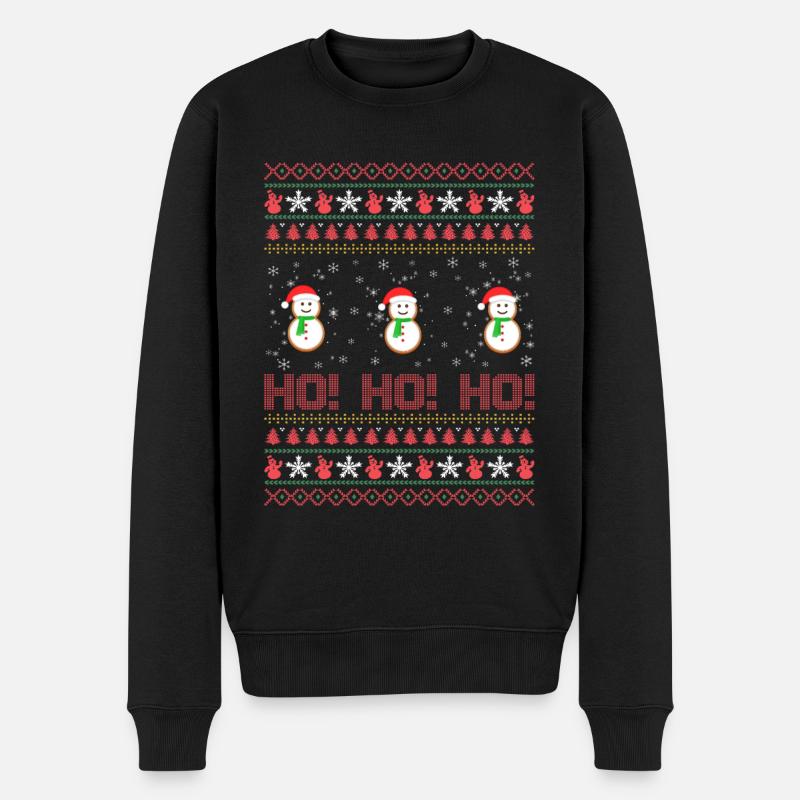Ugly Christmas Schneemann - Männer Premium Bio Pullover - Schwarz