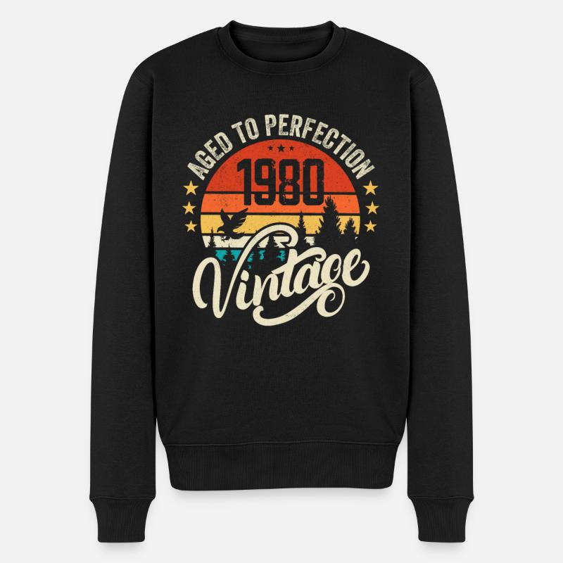 1980 Vintage - Geburtstagsgeschenk 1980 Retro 1980 - Männer Premium Bio Pullover - Schwarz