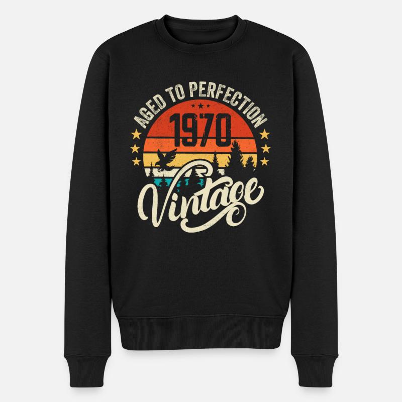 1970 Vintage - Geburtstagsgeschenk 1970 Retro 1970 - Männer Premium Bio Pullover - Schwarz