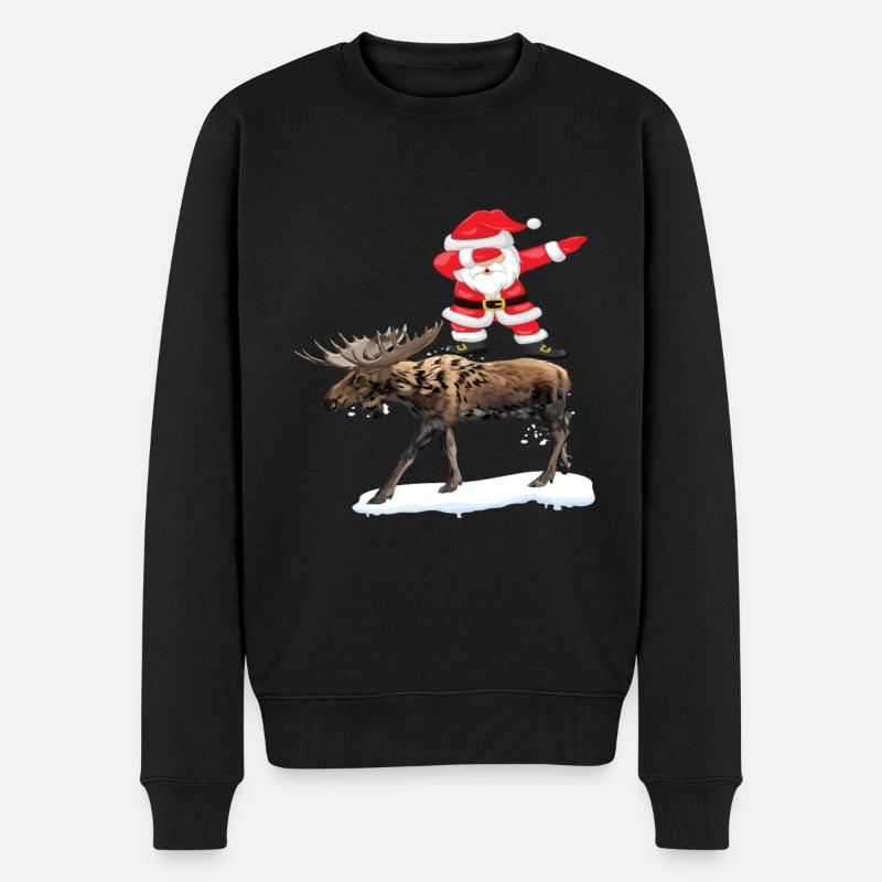 Weihnachtsmann Rentier - Männer Premium Bio Pullover - Schwarz