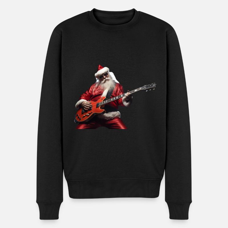 Der Weihnachtsmann Spielt Gitarre Für Alle - Männer Premium Bio Pullover - Schwarz