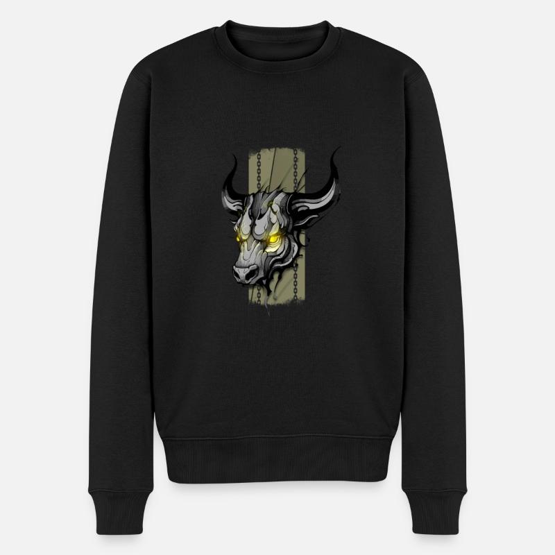 Königliche Hörner: Majestätischer Stier - Männer Premium Bio Pullover - Schwarz