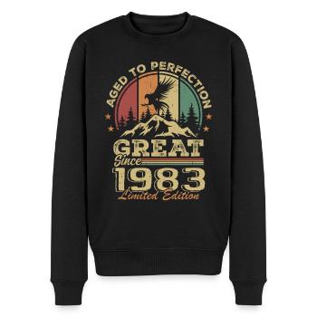 Jahrgang 1983 Geburtstag - 1983 Retro Geschenkidee - Männer Premium Bio Pullover - Schwarz - Vorne - Nico (187cm)