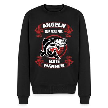 Angeln nur was für echte Männer Angler Spruch - Männer Premium Bio Pullover - Schwarz - Vorne - Nico (187cm)