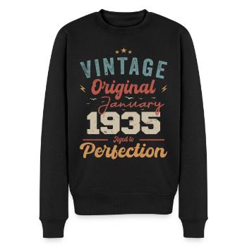 Januar 1935 Legende seit 89 Jahren - Männer Premium Bio Pullover - Schwarz - Vorne - Nico (187cm)