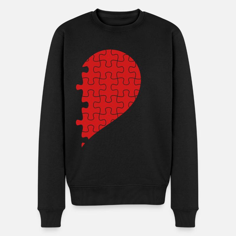 Passende Paare Halbherz Valentinstag Rot 1 - Männer Premium Bio Pullover - Schwarz